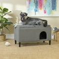 thumbnail image 2 of Paws & Purrs 32″ Wide Modern Dual-Purpose Ottoman & Multi-Cat Bed – Stylish 2-in-1 Footstool & Cozy Hideaway for Multiple Cats – Removable Cushioned Top, Hidden Storage, Grey, 2 of 12