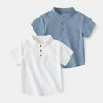 thumbnail image 5 of LYMAYTER Toddler Baby Boys Linen Shirt Kids Short Sleeve Casual Dress Shirt Summer Button down T Shirts Top with One Pocket 1-7T, 5 of 10