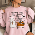 thumbnail image 4 of Halloween Shirt, On My Way to Spend My Husband's Money Ghost Sweatshirt, Funny Pumpkin Shopping Hoodie, Spooky Season Gift for Wife, 4 of 9