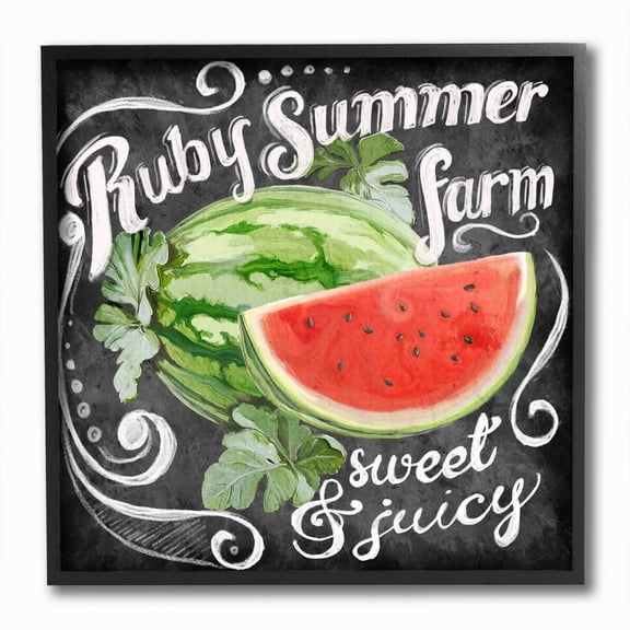 Stupell Industries Watermelon Farm Rustic Sign Word Design Framed Giclee Texturized Art by Art Licensing Studio