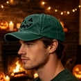 thumbnail image 5 of SYMOID Embroidered Pumpkin Face Dad Hat, Washed Cotton Adjustable Baseball Cap for Men Women Green Hats,Size Free Size, 5 of 6