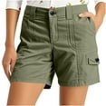 thumbnail image 2 of Taqqpue Cargo Shorts for Women, Elastic High Waist 6 Pockets Shorts Solid Color Summer Shorts for Women Casual, 2 of 10