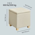 thumbnail image 7 of LEDREM Storage Ottoman with Hinged Lid, 14-Gallon Footrest Stool with Solid Wood Frame, 660lb Capacity for Living Room, Bedroom, Summer Sand, 7 of 7
