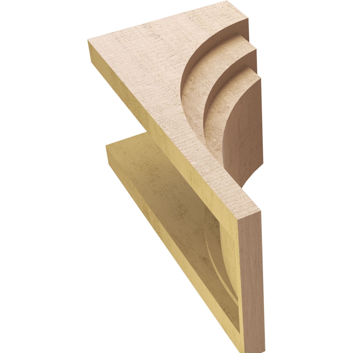12"W x 12"D x 24"H Wide Rockford Rough Cedar Woodgrain TimberThane Corbel, Primed Tan