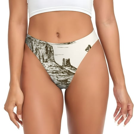 Adobk Western Desert Cowboys 1 Print Seamless Women Underwear Thongs No Show Ladies Thong No Line Breathable Comfortable Panties Undies for Women-Small