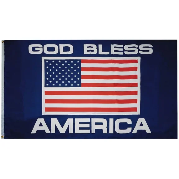 God Bless America USA Flag Blue Premium 100D Woven Poly Nylon 3'x5' Flag Banner