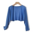 thumbnail image 2 of Feancey Bolero Shrugs for Women Open Front Cropped Cardigans Lightweight Knit Long Sleeve Cardigan Jackets 2026 Fashion Fall Outfits Blue Free Size, 2 of 7