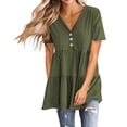 thumbnail image 1 of asjyhkr Womens Short Sleeve Tops Oversized V Neck Loose Fitting Comfy Lightweight Soft Tees Solid Color, 1 of 6