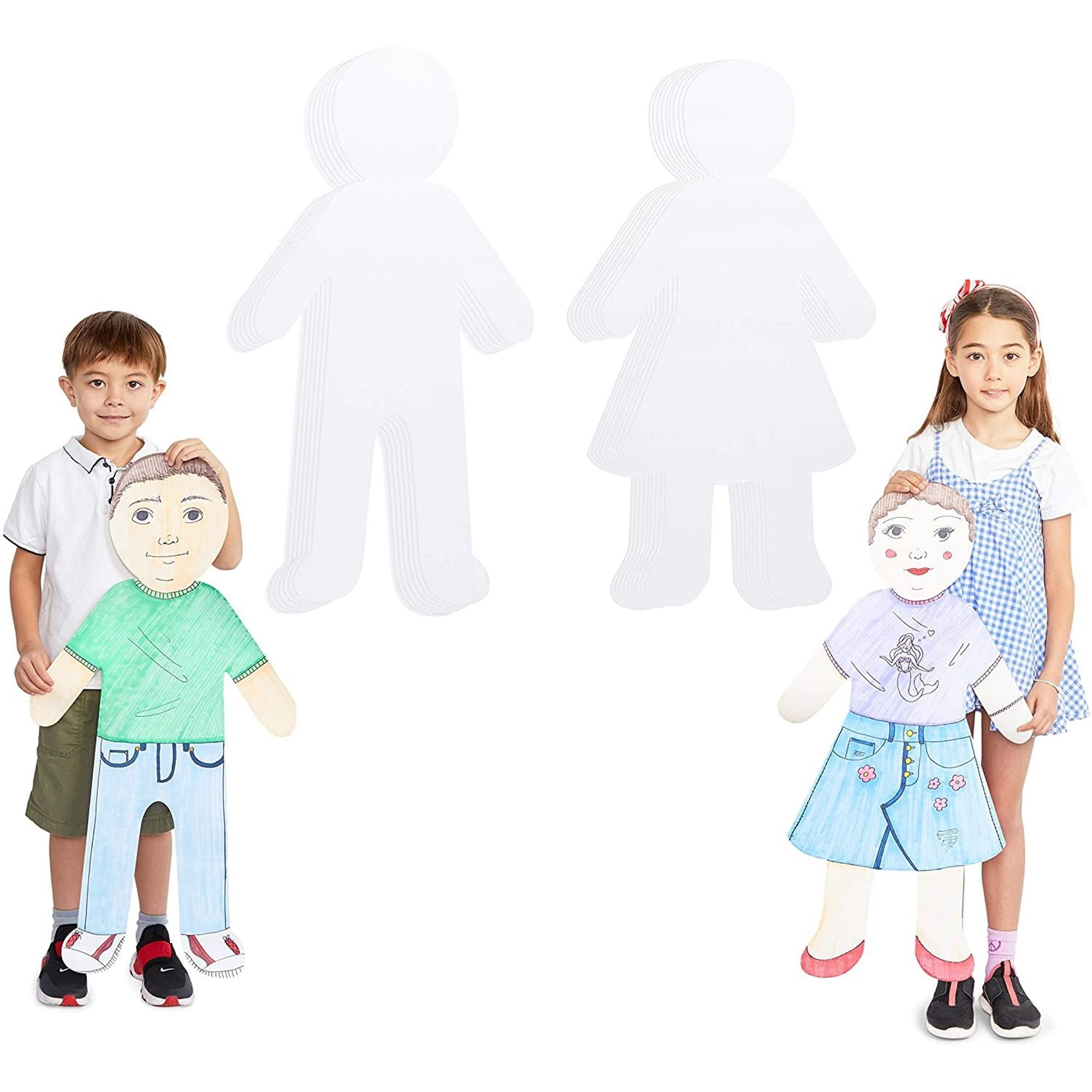 24 Pack Large Paper People Shape Cutouts for Classroom Crafts, Self Portraits, 17.5 x 35 in ...