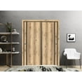 thumbnail image 3 of Sliding Closet Bypass Doors 64 x 96 inches | Planum 0011 Oak with Frosted Glass | Sturdy Rails Moldings Trims Hardware Set | Wood Solid Bedroom Wardrobe Doors, 3 of 6