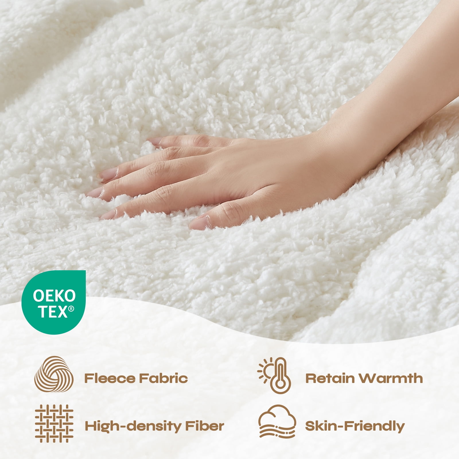 Pinmoco Extra Thick Queen Mattress Topper, Cozy Warm-retaining Sherpa Mattress Pad Pillow Top Thick Fleece Soft Mattress Protector Cover, Machine Washable