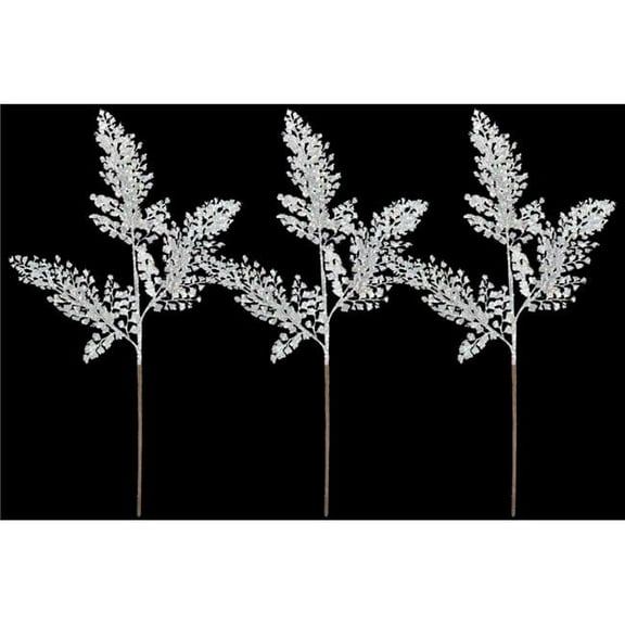 Queens of Christmas PCKA-3LF-24-SLV-3PK 24 in. 3 Leaf Pick for Christmas Decoration, Silver - Pack of 3
