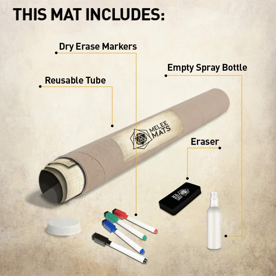 Melee Mats DnD Map Starter Kit  - 35” x 48" Double Sided, Dry Erase Tabletop Board Game