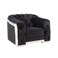 thumbnail image 3 of Velvet Accent Sofa, Modern Upholstered Comfy Accent Single Sofa with Chrome Finish, Contemporary 1-seater Sofa with Botton Tufted Backrest and Armrest for Living Room Apartment Office, Black, 3 of 7