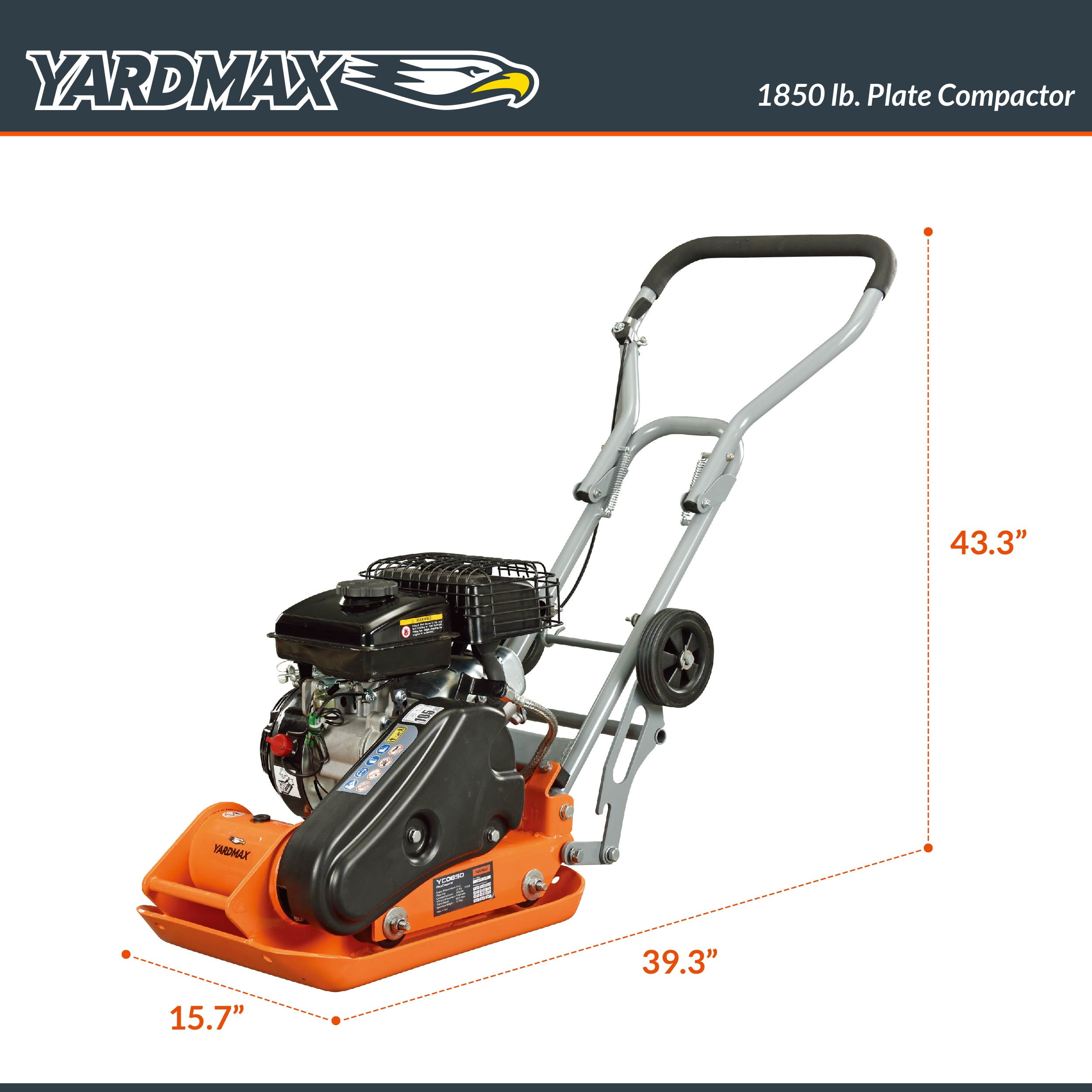 YARDMAX 2.5HP, 1850 lb, 79cc, Compaction Plate Compactor, 5900 VPM