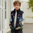 thumbnail image 7 of Xixirimido Black Cat and Daisy Flower Pattern Boys Girls Fleece Vest Sleeveless Stand-up Collar Jacket with Pockets Full-Zip Fall Winter Warm Outerwear for 11-12, 7 of 7
