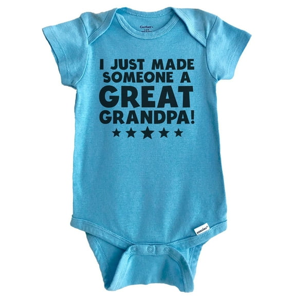 I Just Made Someone A Great Grandpa Great Grandchild Baby Bodysuit (Blue)