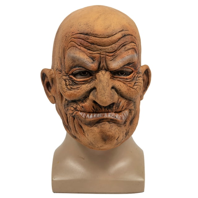 Máscara para disfraz, cara de anciano, casco, fiesta de Halloween, látex