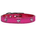 thumbnail image 3 of Silver Star Widget Genuine Metallic Leather Dog Collar Pink 16, 3 of 3