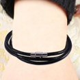 thumbnail image 3 of Cadena para mujeres y hombres, collar de cadena de tejido de cuerda de cuero con cierre de imán de acero inoxidable, negro, 3 mm de ancho, 55 cm de largo, 3 of 5