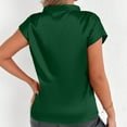 thumbnail image 4 of Women's Casual Blouses Tie Front Short Sleeve Tunic Tops Solid Color Basic Shirts Soft Comfy Summer Clothes (L, Green), 4 of 6