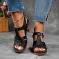 thumbnail image 2 of Womens Platform Dress Sandals Trendy Leather High Heel Ankle Strap Open Toe Ladies Dressy Sandals, 2 of 8
