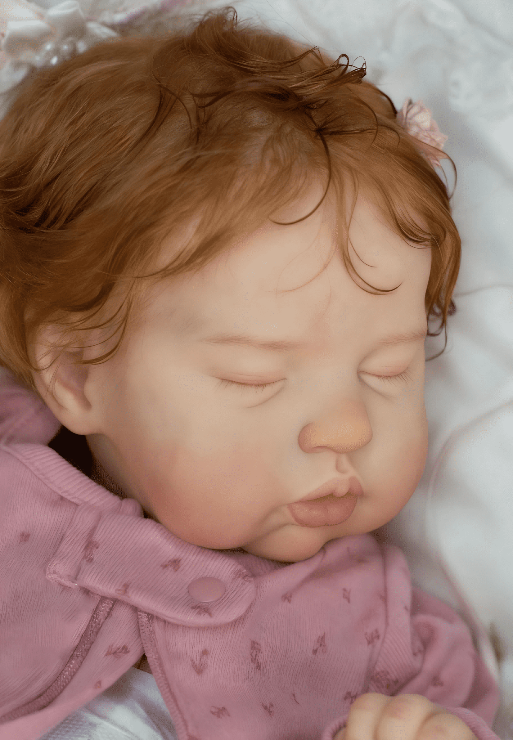 iCradle 18 Inch 46cm Asleep Reborn Baby Dolls Girl Realistic Reborn Dolls Soft Cloth Body Rooted Curly Hair Lifelike Newborn Babies Finished Gift Toy for Kids Age 3+
