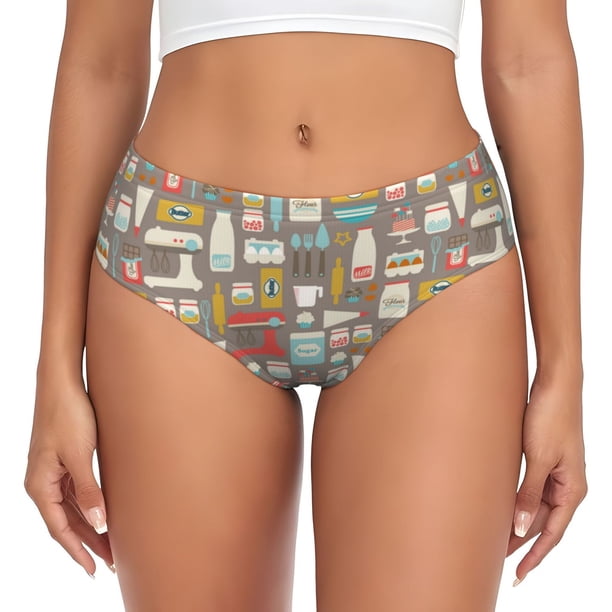 Fotbe Kitchen Food Calzones Estampados para Mujer – Ropa Interior de Algodón, Cómoda, Suave y Elástica-Medium