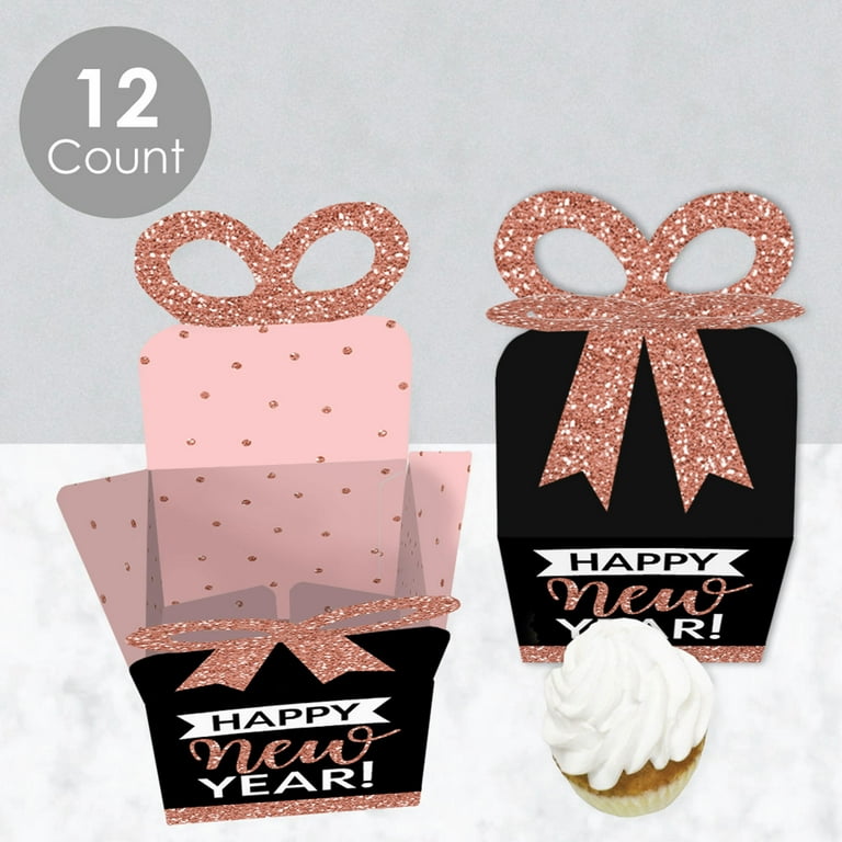 Big Dot Of Happiness Rose Gold Happy New Year - Square Favor Gift Boxes -  New Years Eve Party Bow Boxes - Set Of 12 : Target