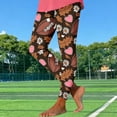thumbnail image 5 of DeHolifer Game Day Football Capri Leggings for Women's Football Season Yoga Pants Sunday Tummy Control Graphic Workout Leggings Brown L, 5 of 5