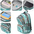 thumbnail image 4 of Geometric Flower and Dahlia Blue Backpack for School, Cute School Bag with Adjustable Shoulder Straps and Padded Back, 16.9"x12.6"x5.9", 4 of 5