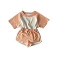 thumbnail image 1 of Qarigey Conjunto de pantalones cortos de camiseta de diseño Simple para niños, fiesta de verano para niños y niñas, Kit de pantalones de conjuntos de ropa Naranja 90cm, 1 of 6