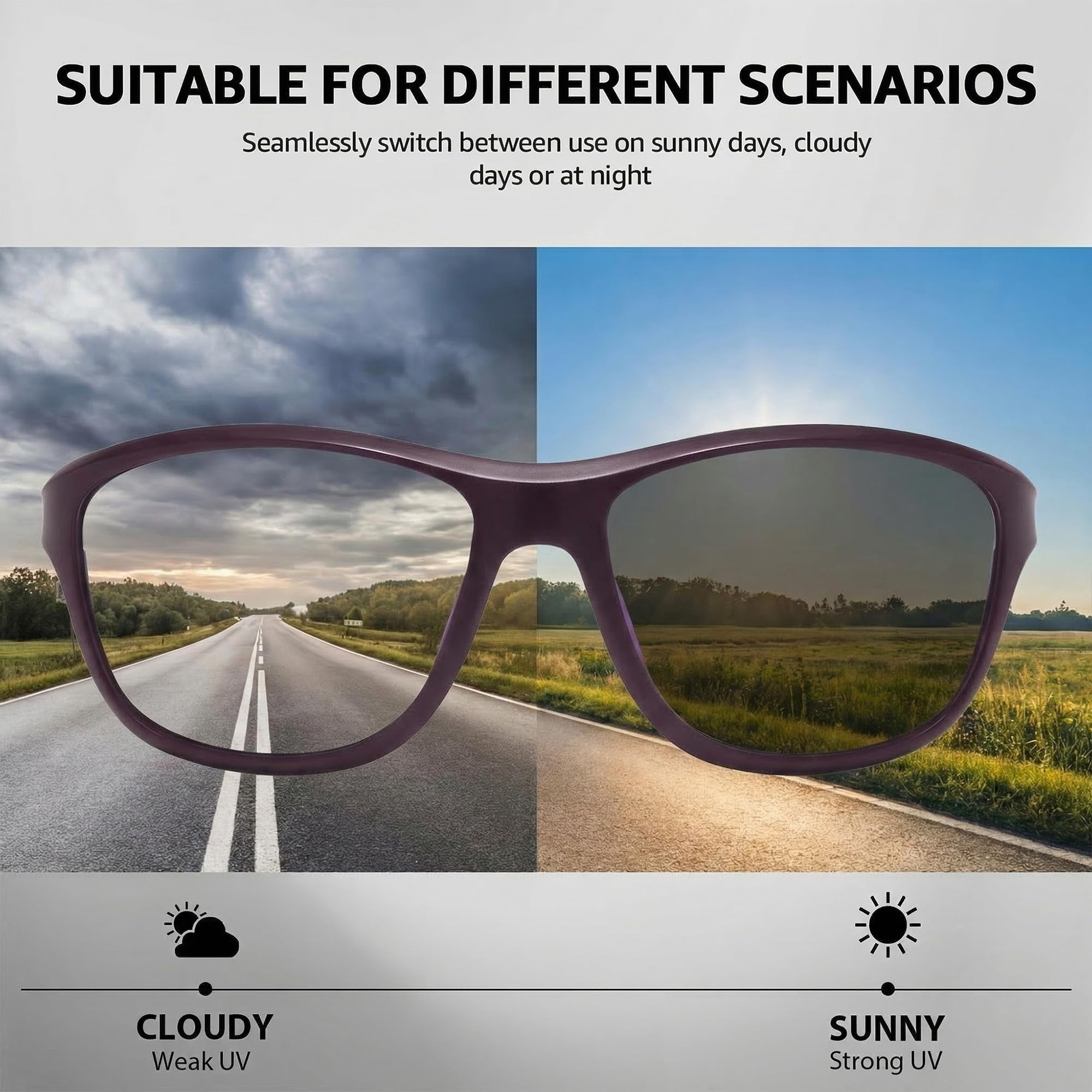 Myiaur Photochromic Sunglasses for Women Men, Polarized Sports Sun Glasses for Running Cycling Outdoor UV400 Protection