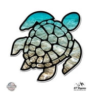 Sea Turtle Beach Ocean - 3" Vinyl Sticker - For Car Laptop I-Pad Phone Helmet Hard Hat - Waterproof Decal