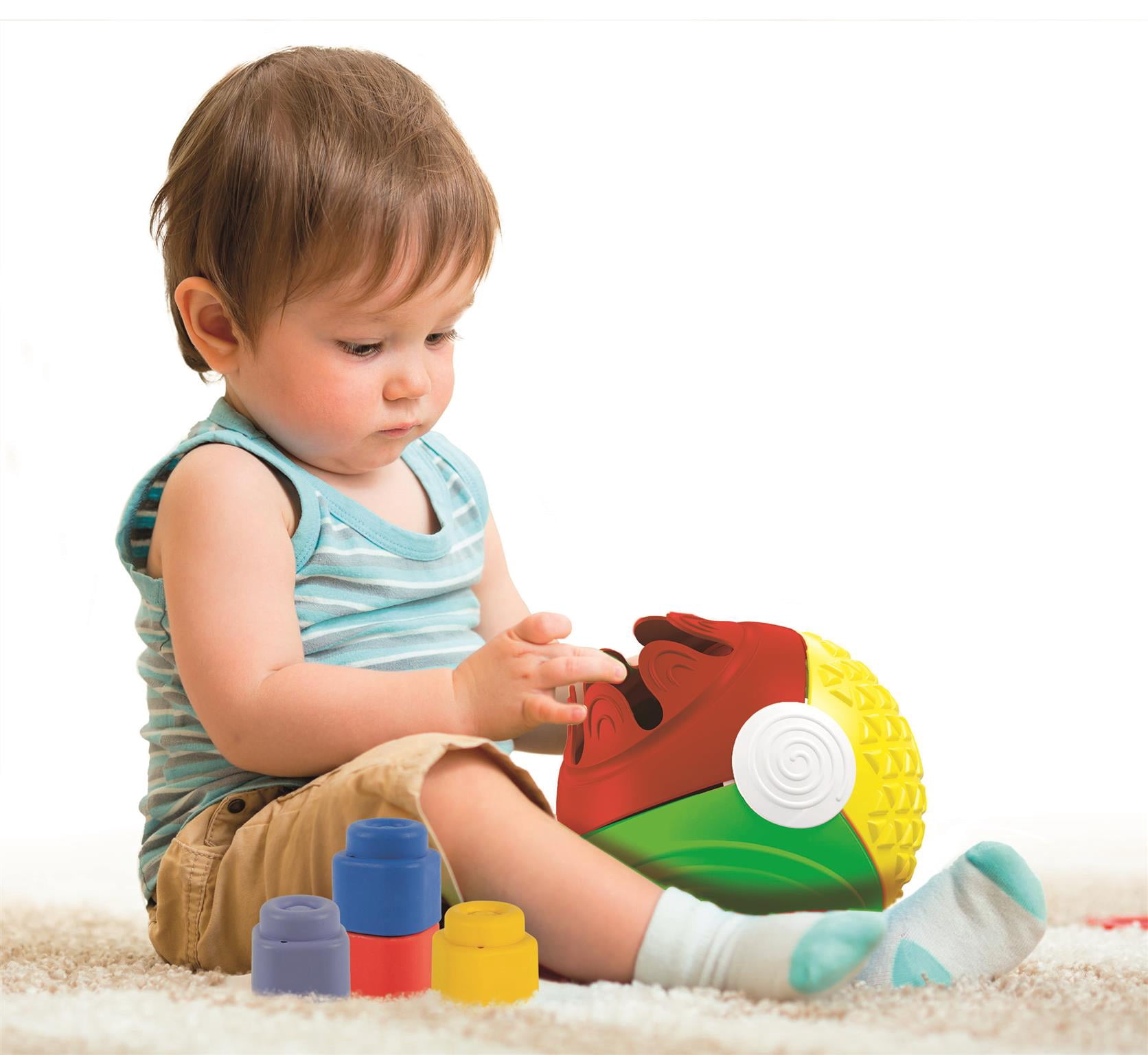 Clementoni Sensory Ball: 5 Soft Multicoloured Building Blocks for Babies, Develops Senses, Motor Skills & Coordination, Washable (6-36 months)