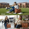thumbnail image 7 of Large Leather Laptop Tote HandBag for Women, Fits 15 Inch Computer, PU Leather Briefcase Crossbody Shoulder Purse with Padded Compartment for Work, School, Travel & Business, 7 of 7