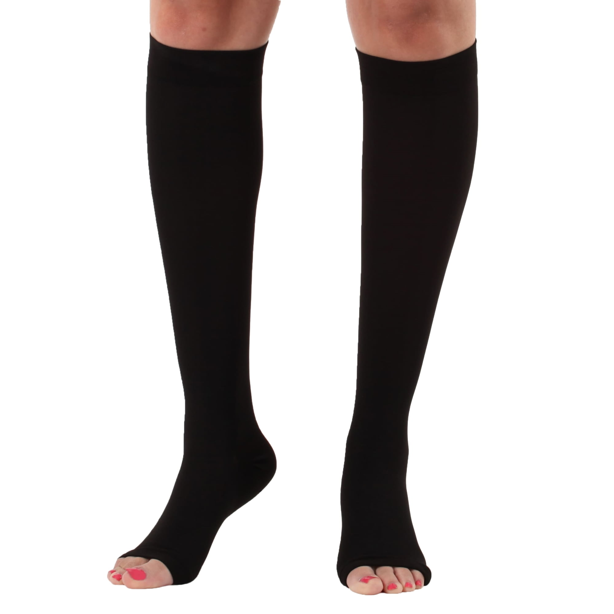 Unisex Compression Socks 2030mmHg with Open Toe USA Made Opaque