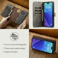 thumbnail image 5 of ELEHOLD Case For iPhone 16 , 2-in-1 Vintage Leather Wallet Case Magnetic Detachable Flip Folio Stand Slim Cover with Card Slots For iPhone 16,Gray, 5 of 7