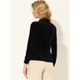 thumbnail image 4 of INSPIRE CHIC Round Collar Button Up Velvet Shirt Black XS, 4 of 5