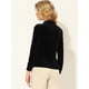 thumbnail image 4 of INSPIRE CHIC Blusa de trabajo con cuello redondo para mujer Camisa de terciopelo de manga larga con botones Negro XS, 4 of 5