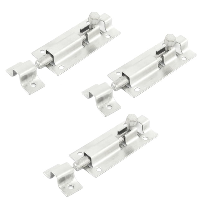 Uxcell 3 Pcs Tono Plateado Pestillo de Puerta Deslizante Juego de Perno de Cilindro 3" de Longitud