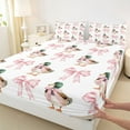 thumbnail image 3 of Homewish Kawaii Bow Tie Twin Sheet Sets,Countryside Mallard Duck Twin Fitted Sheet,Pink White Flat Sheet For Teens,Ultra Soft Home Decor,3 Pieces, 3 of 7