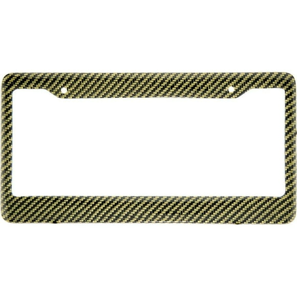 BLVD-LPF OBEY YOUR LUXURY Real 100% Yellow Carbon Fiber License Plate Frame Tag Cover FF - C with Matching Screw Caps - Frame