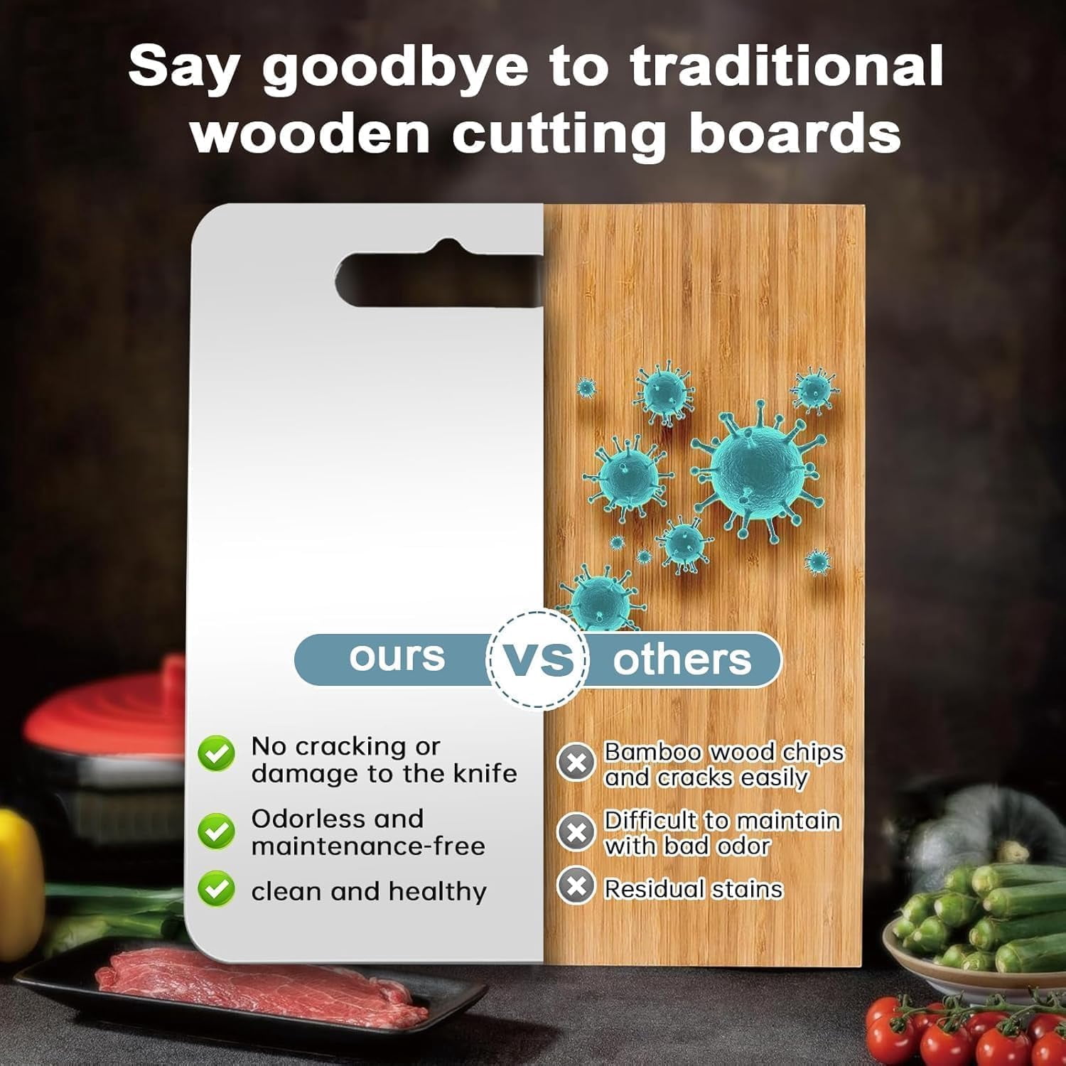 Titanium Cutting Boards For Kitchen, 3Pcs  Cut Titanium Cutting Board, Food Grade Quality,Easy To Clean And Will Not Absorb Odors, Suitable For Kitchen Or Outdoor Camping