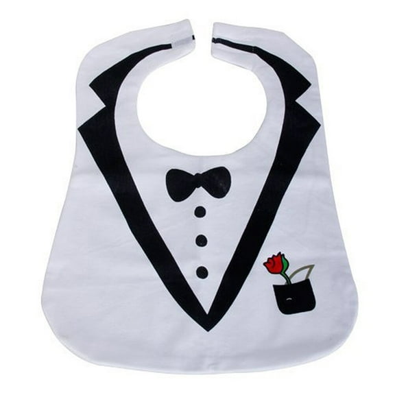 Waterproof Tuxedo Pattern 3 Layer Toddler Baby Saliva Towel Baby Bibs (White)