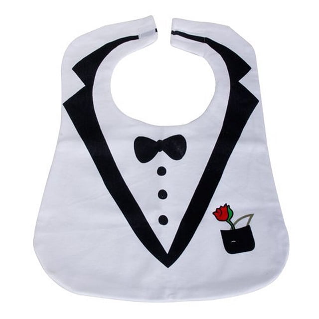 Baberos impermeables de 3 capas con diseño de esmoquin para bebés pequeños (blancos)