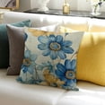 thumbnail image 3 of SHANXI Throw Pillow Covers Square Flower Leaves Light Yellow Velvet Comfortable 22x22in, 3 of 5
