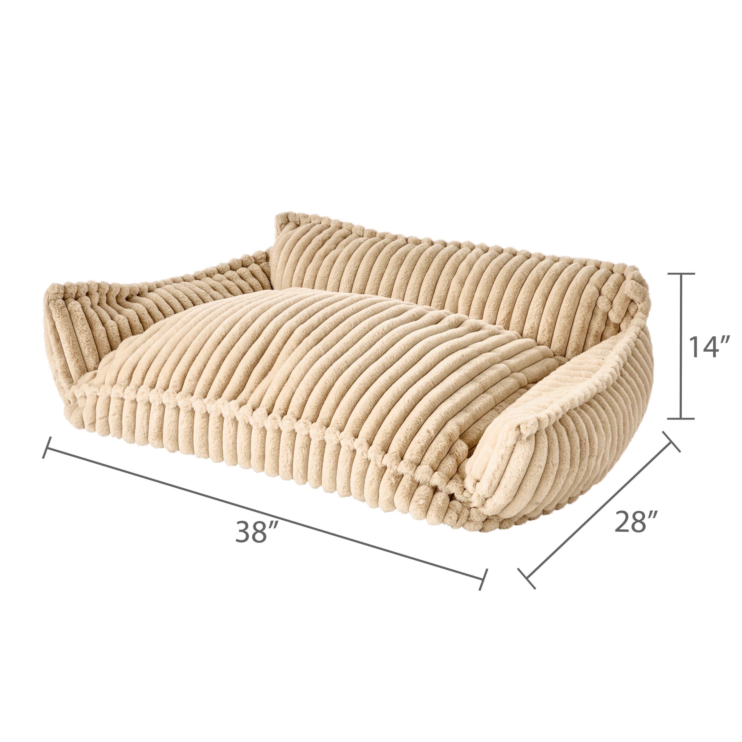 Vibrant Life Large Plush Cord Sofa Style Dog Bed, Cream, 28" x 38"