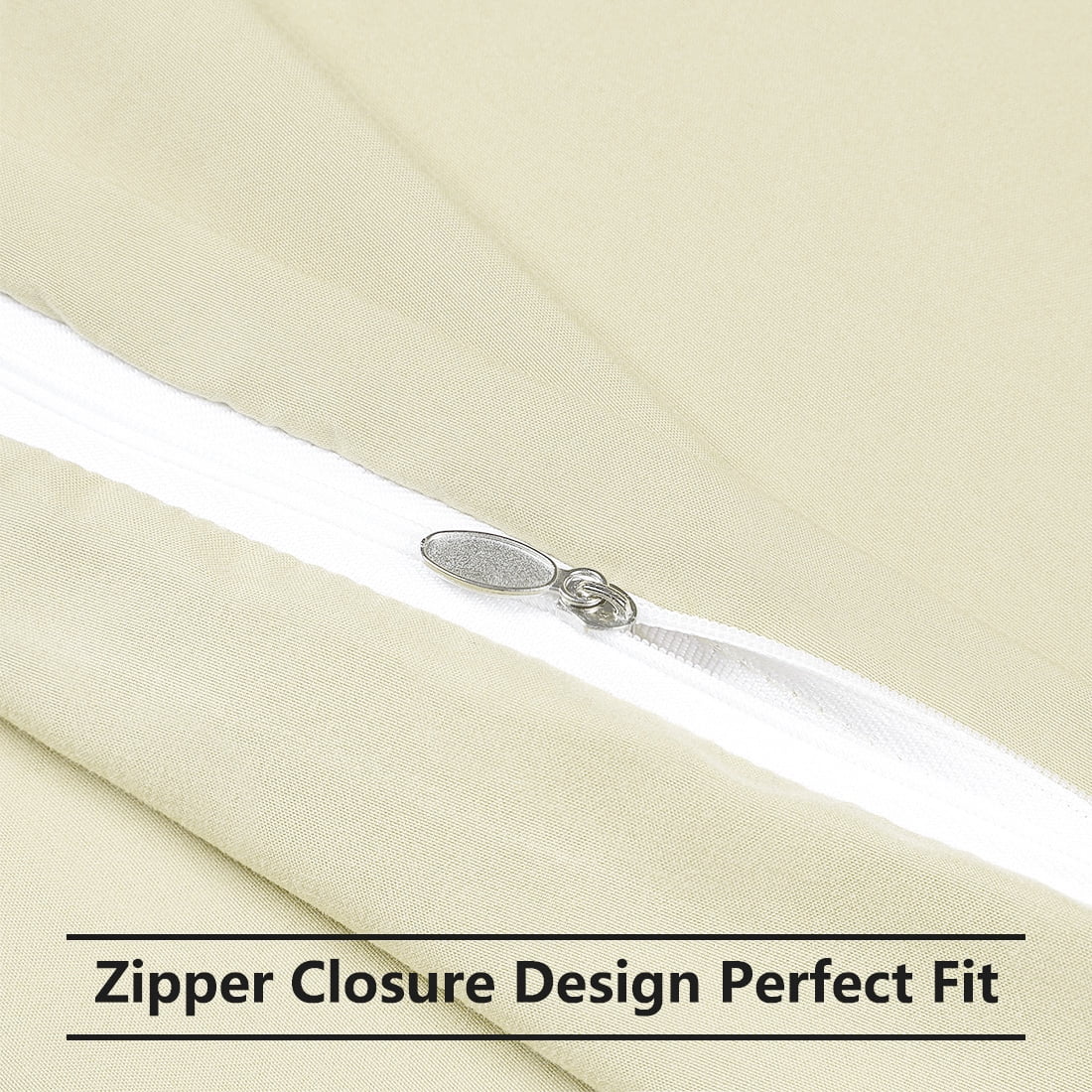 Unique Bargains 2-Piece 1800D Microfiber Solid Pillowcases Cream Queen
