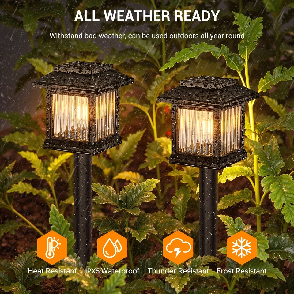 PURELY- 2 Pack Solar Led Lawn Garden Lights White Outdoor Yard Pathway Lighting